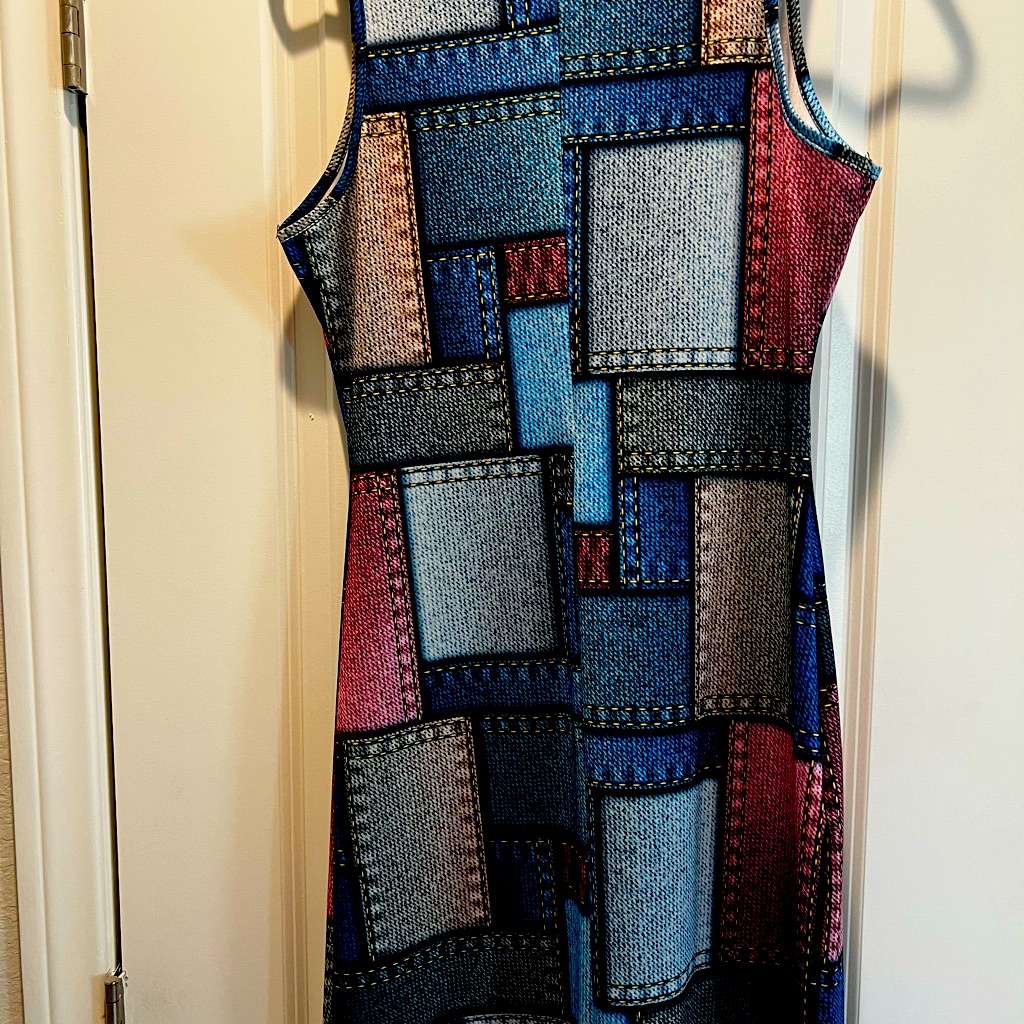 Never Worn Denim Color Block Dress.